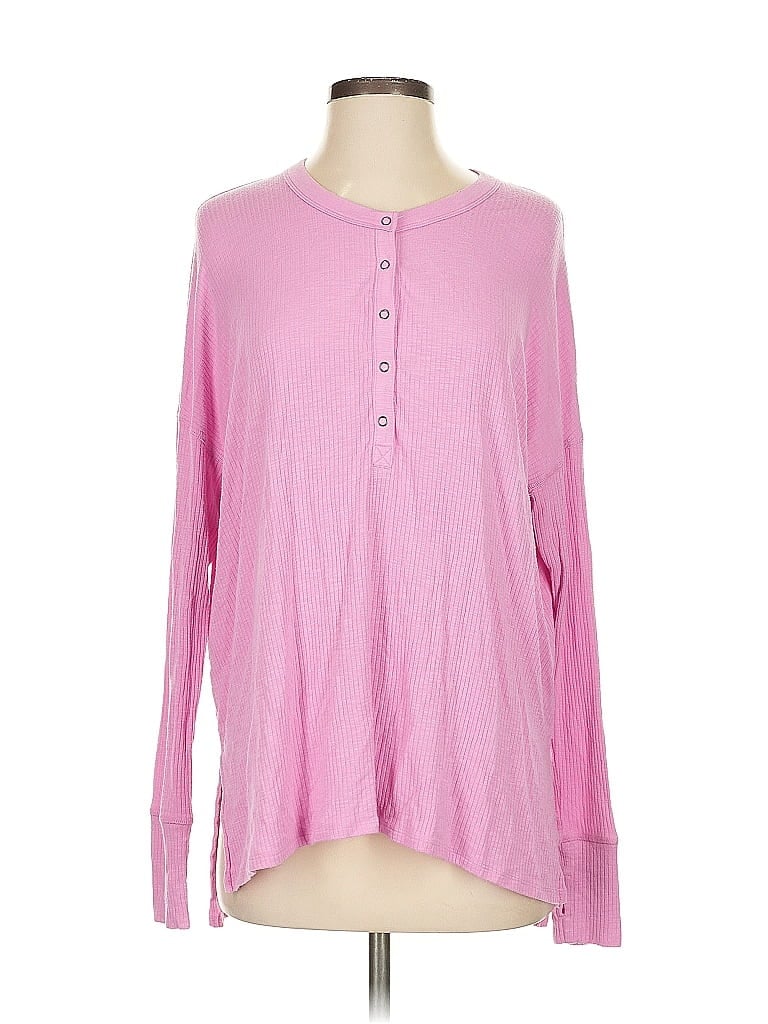 Pre-owned Offline By Aerie Long Sleeve Top Pink Crew Neck Tops