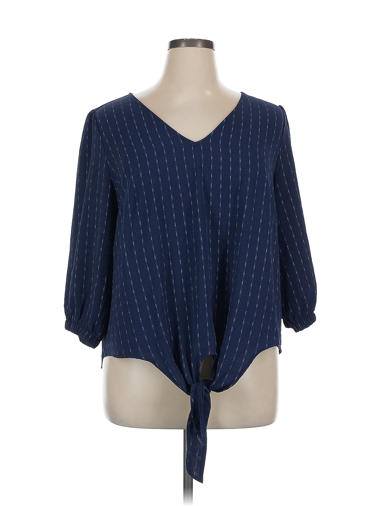 Olivia &amp; Martin 100% Polyester Blue 3/4 Sleeve Blouse Size 1X
