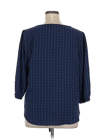Olivia & Martin 100% Polyester Blue 3/4 Sleeve Blouse Size 1X