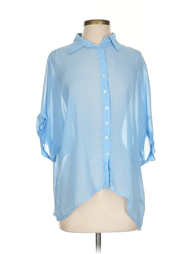 Covet 100% Polyester Blue 3/4 Sleeve Blouse Size S - photo 1