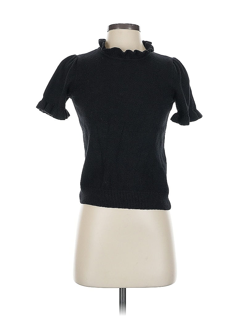 Pre-owned Premise Short Sleeve Top Black Mock Neckline Tops