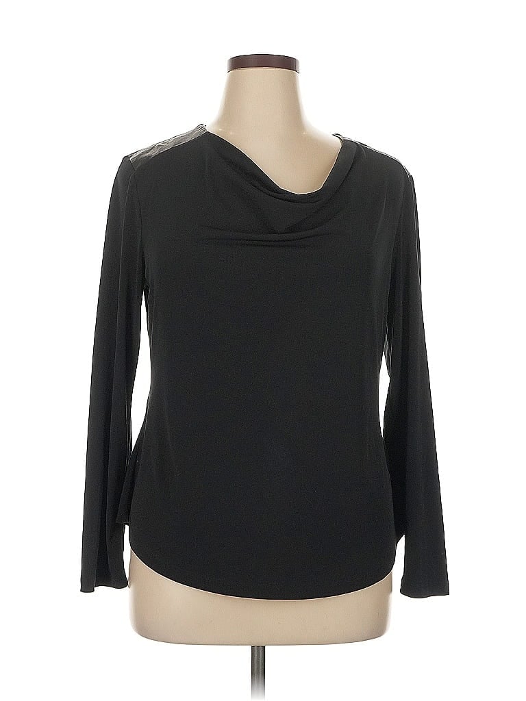 Click to view more detailed imagery on our partner's website Pre-owned Liz Claiborne Long Sleeve Top Black Cowl Neck Tops