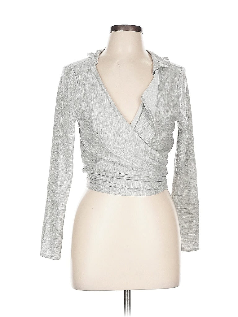 Pre-owned Kim & Cami Long Sleeve Top Silver Cowl Neck Tops