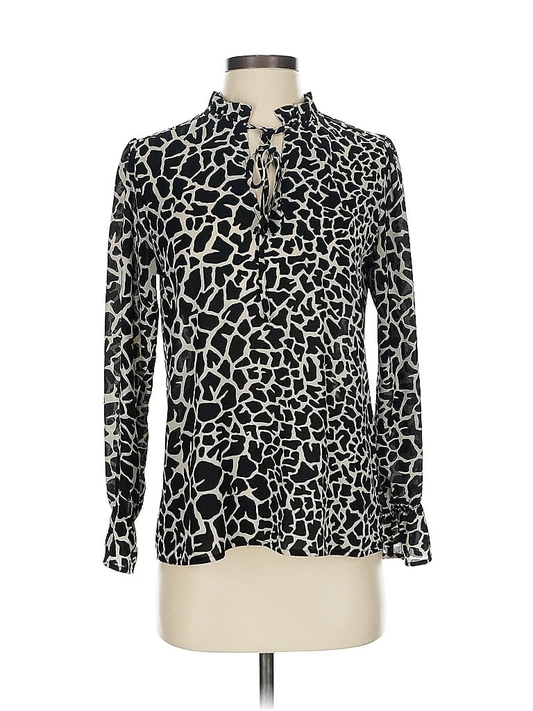 Veronica M. Animal Print Black Long Sleeve Blouse Size XS - photo 1