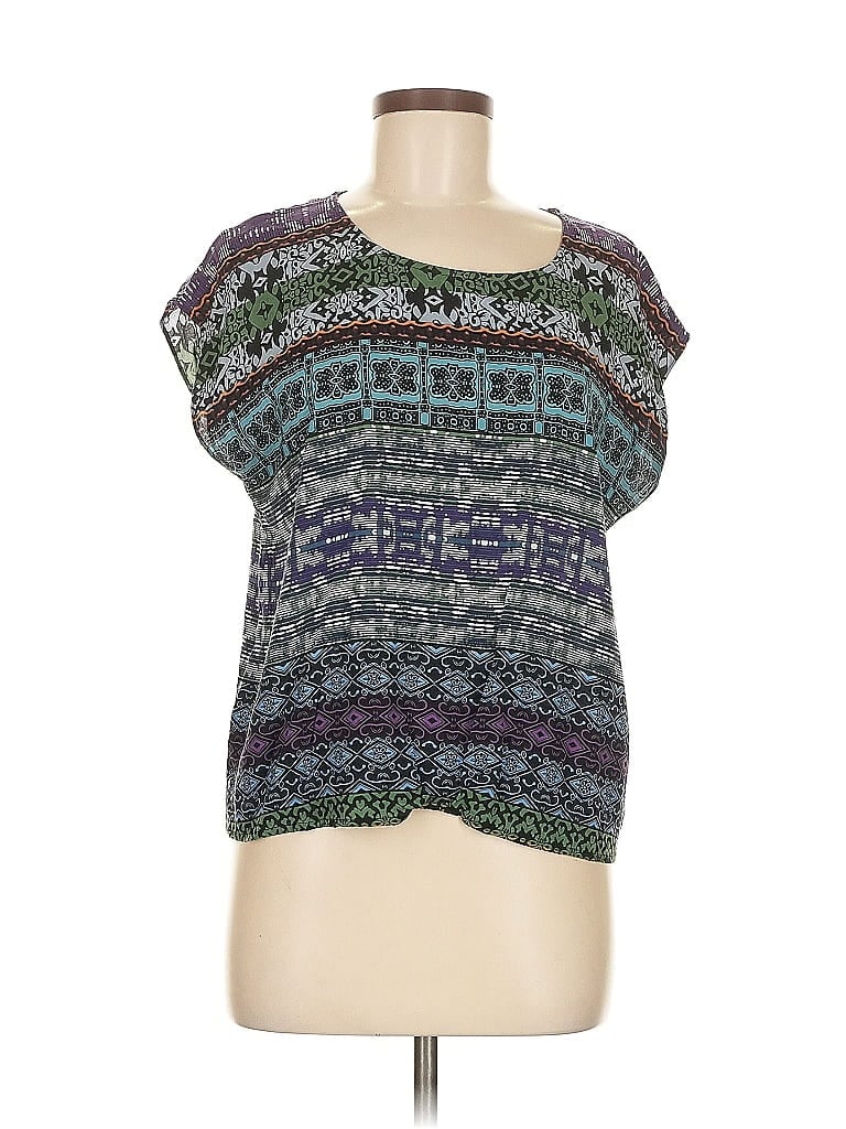 Pre-owned Cabi Short Sleeve Top Purple Scoop Neck Tops