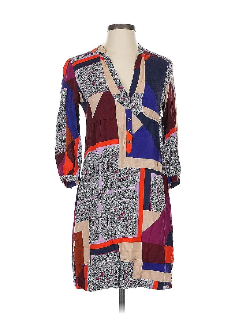 Maeve Print Purple Casual Dress Size 0 - photo 1