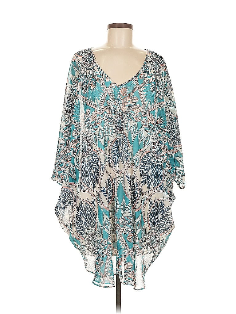 Bisou Bisou 100% Polyester Paisley Blue Casual Dress Size 8 - photo 1