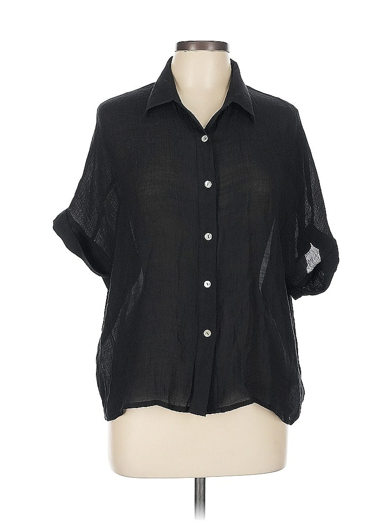 KLD IVORY RIBBED BUTTON-DOWN KNIT TOP