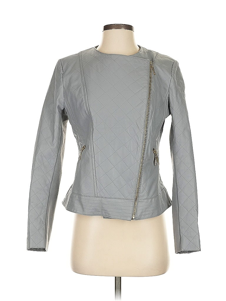 IMAN 100% Leather Gray Leather Jacket Size S - photo 1
