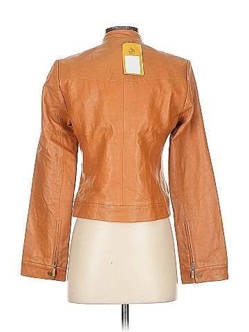 BCBGMAXAZRIA Tan Leather Jacket with Embellishments (view 2)