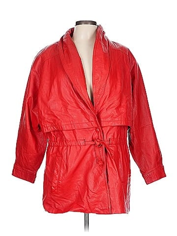 Wilsons Leather Red Leather Jacket with Belt (view 1)