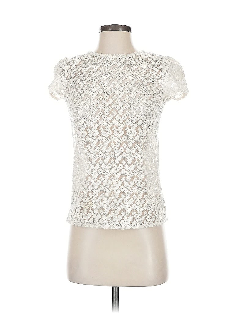 Ann Taylor LOFT 100% Nylon Ivory Short Sleeve Top Size S - photo 1
