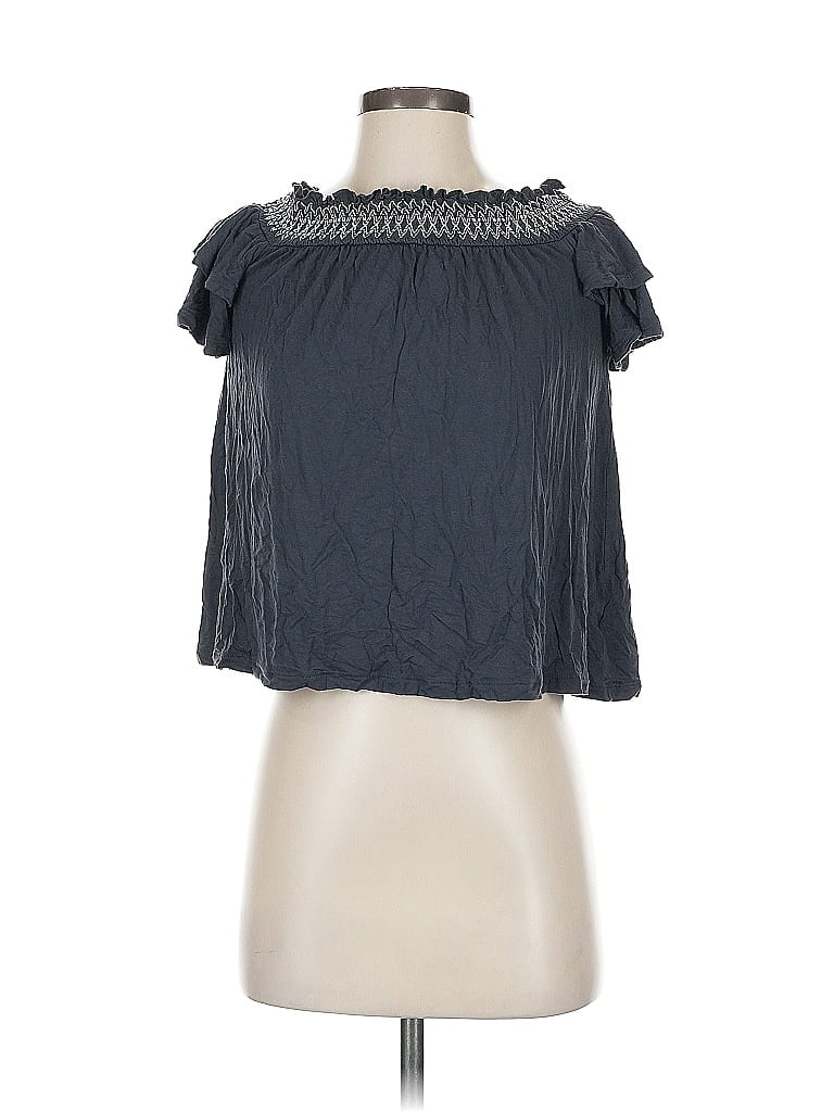 Pre-owned American Eagle Outfitters Short Sleeve Blouse In Gray