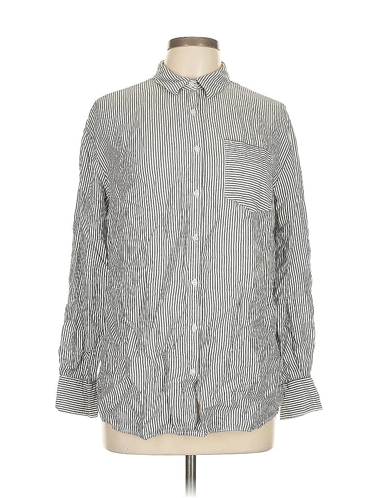Pre-owned A New Day Long Sleeve Button Down Shirt In Gray