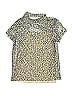 Justice 100% Polyester Animal Print Gold Short Sleeve Blouse Size 10 - photo 1