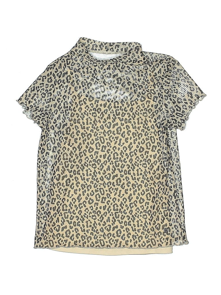 Justice 100% Polyester Animal Print Gold Short Sleeve Blouse Size 10 - photo 1