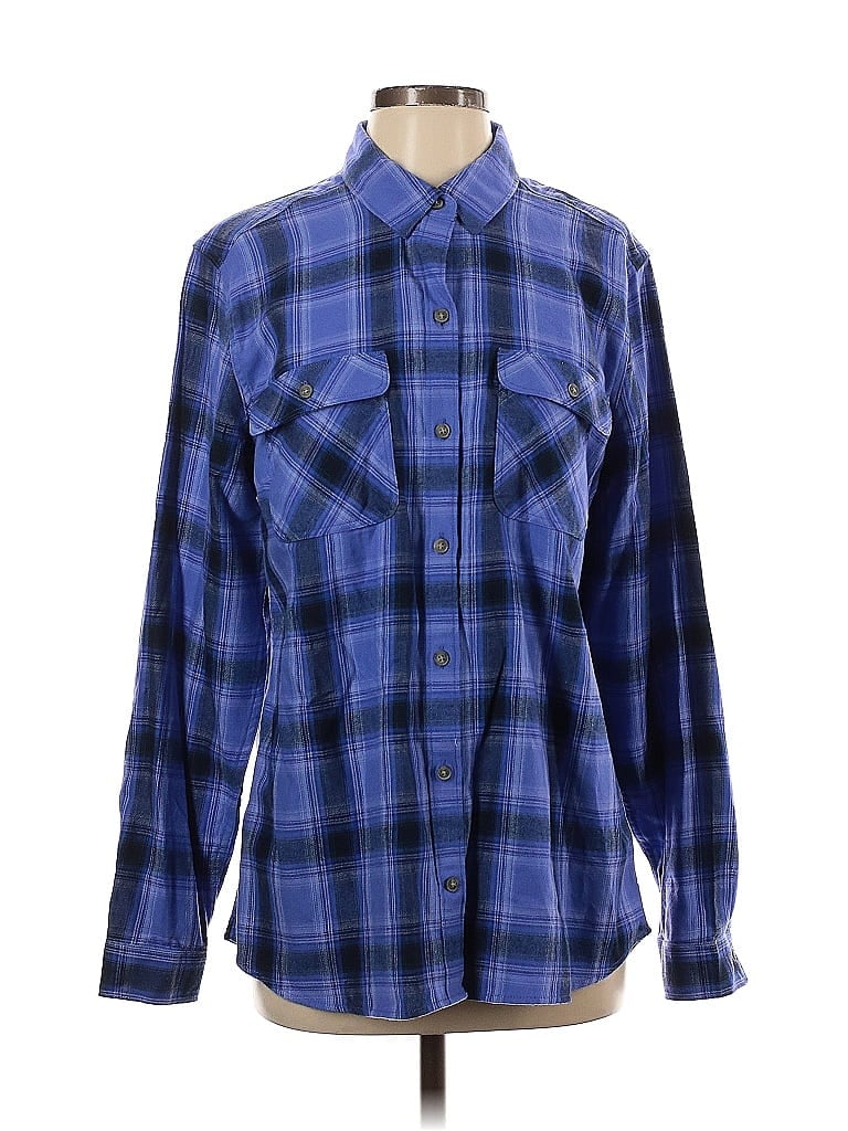 Pre-owned Eddie Bauer Long Sleeve Button Down Shirt In Blue