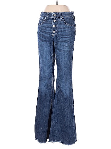 Ariat Blue Flared Jeans with Frayed Hem (view 1)
