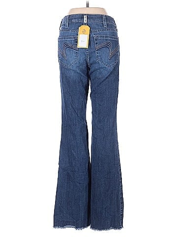 Ariat Blue Flared Jeans with Frayed Hem (view 2)