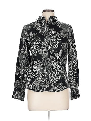 Foxcroft Black Paisley Long Sleeve Shirt (view 1)
