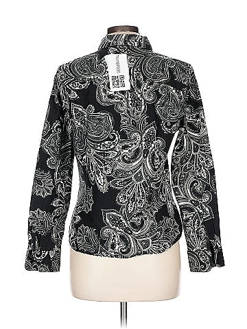 Foxcroft Black Paisley Long Sleeve Shirt (view 2)