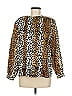 Fiji 100% Polyester Animal Print Gold Brown Leopard Print Polyester Blouse Size 8 - photo 1