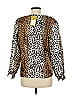 Fiji 100% Polyester Animal Print Gold Brown Leopard Print Polyester Blouse Size 8 - photo 2