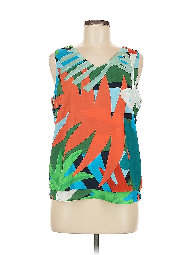 Pre-owned Ann Taylor Factory Sleeveless Top Blue Scoop Neck Tops