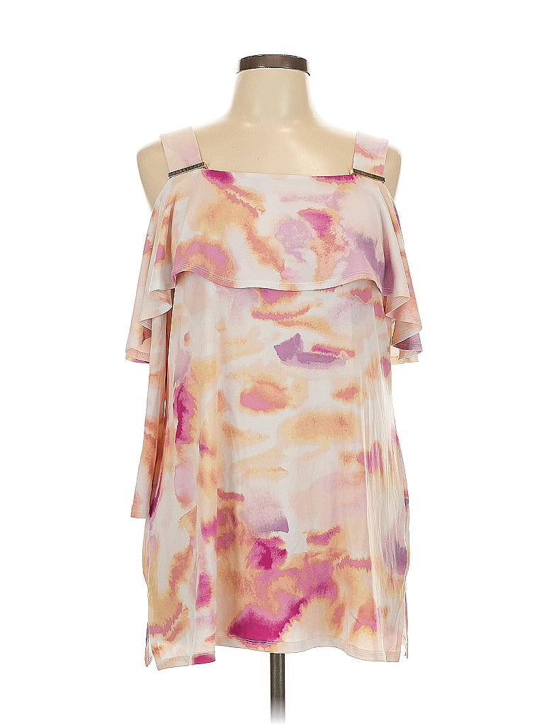 JM Collection Tie-dye Pink 3/4 Sleeve Blouse Size L - photo 1
