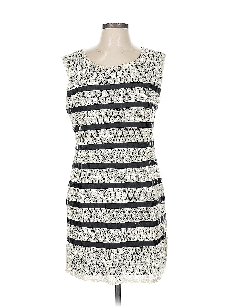 Mystree Chevron-herringbone Ivory Casual Dress Size L - photo 1