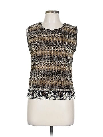 Plisse Brown Patterned Polyester Top  (view 1)