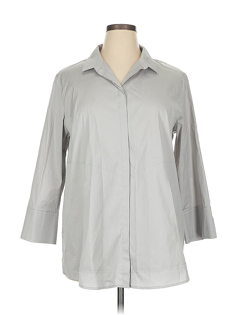 Habitat Gray 3/4 Sleeve Button-Down Shirt Size XL - photo 1