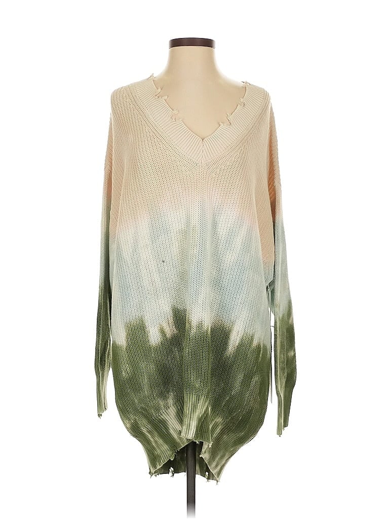 Young Fabulous & Broke 100% Cotton Tie-dye Green Pullover Sweater Size S - photo 1
