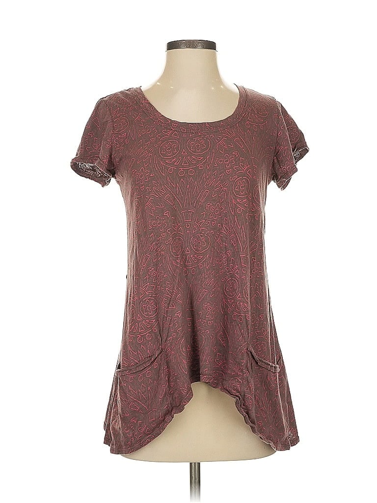 Fresh Produce 100% Cotton Tweed Burgundy Gray Short Sleeve T-Shirt Size S - photo 1