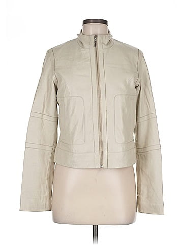 Wilsons Leather Beige Leather Jacket with Zipper (view 1)