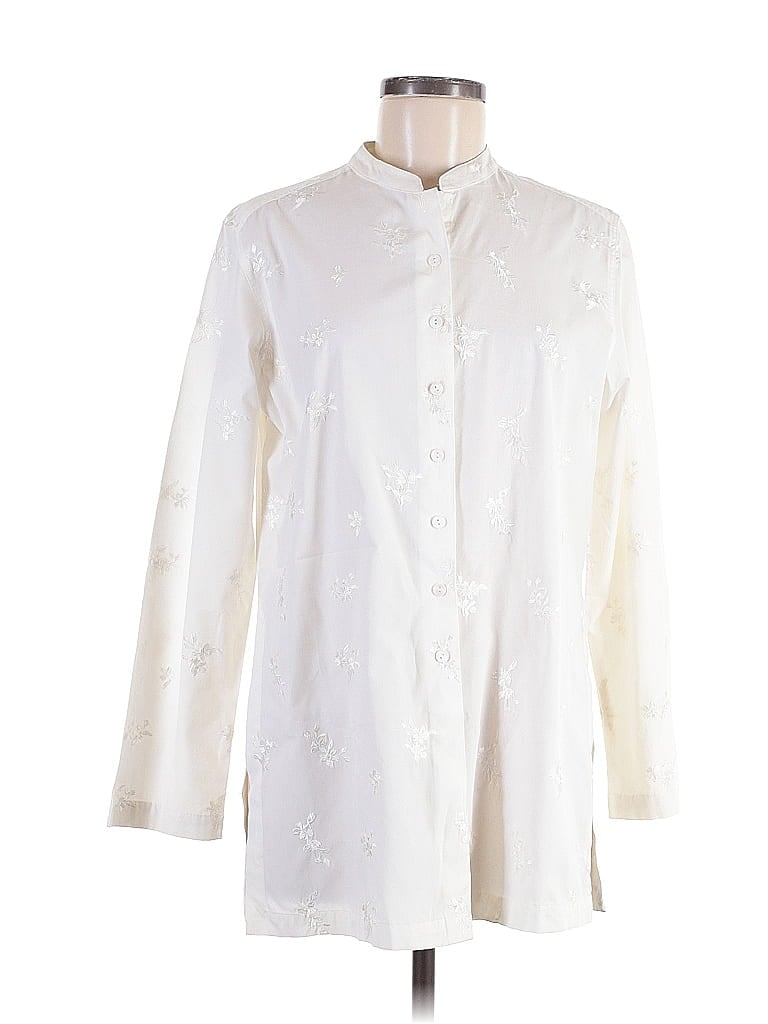 Foxcroft Ivory 3/4 Sleeve Button-Down Shirt Size 8 - photo 1