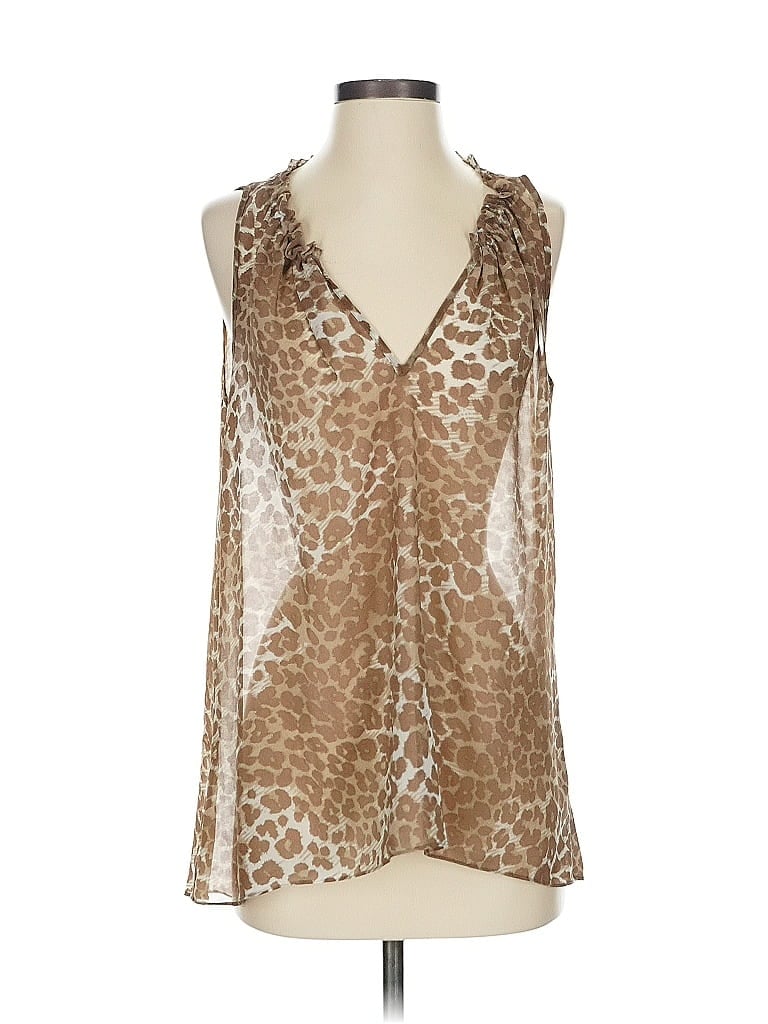 Pre-owned Aqua Sleeveless Blouse In Tan
