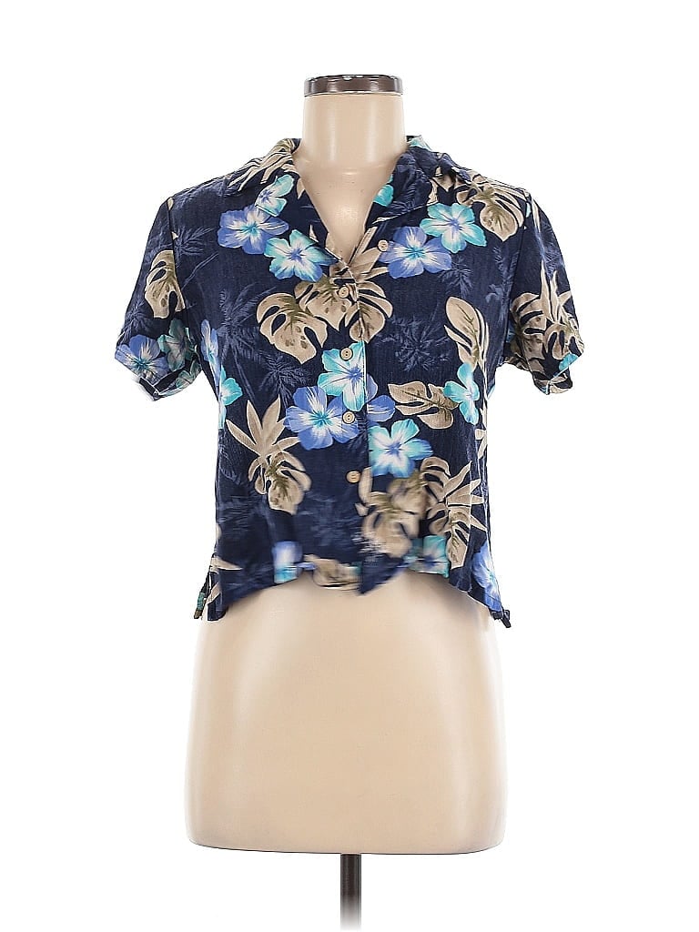 Pre-owned Notations Short Sleeve Button Down Shirt In Blue