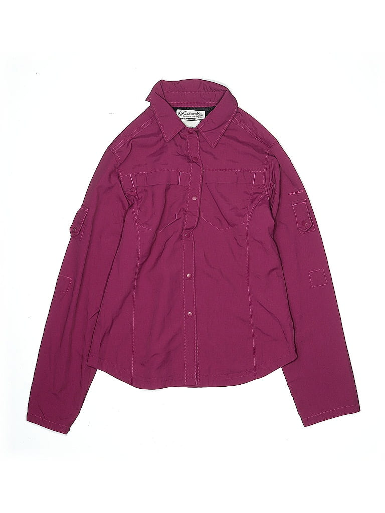 Click to view more detailed imagery on our partner's website Pre-owned Columbia Kids' Long Sleeve Button Down Shirt In Burgundy
