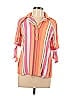 Unique Spectrum Stripes Pink Orange 3/4 Sleeve Blouse Size S - photo 1