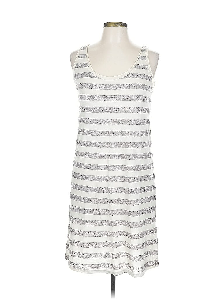 Three Dots Stripes Silver Casual Dress Size L - photo 1