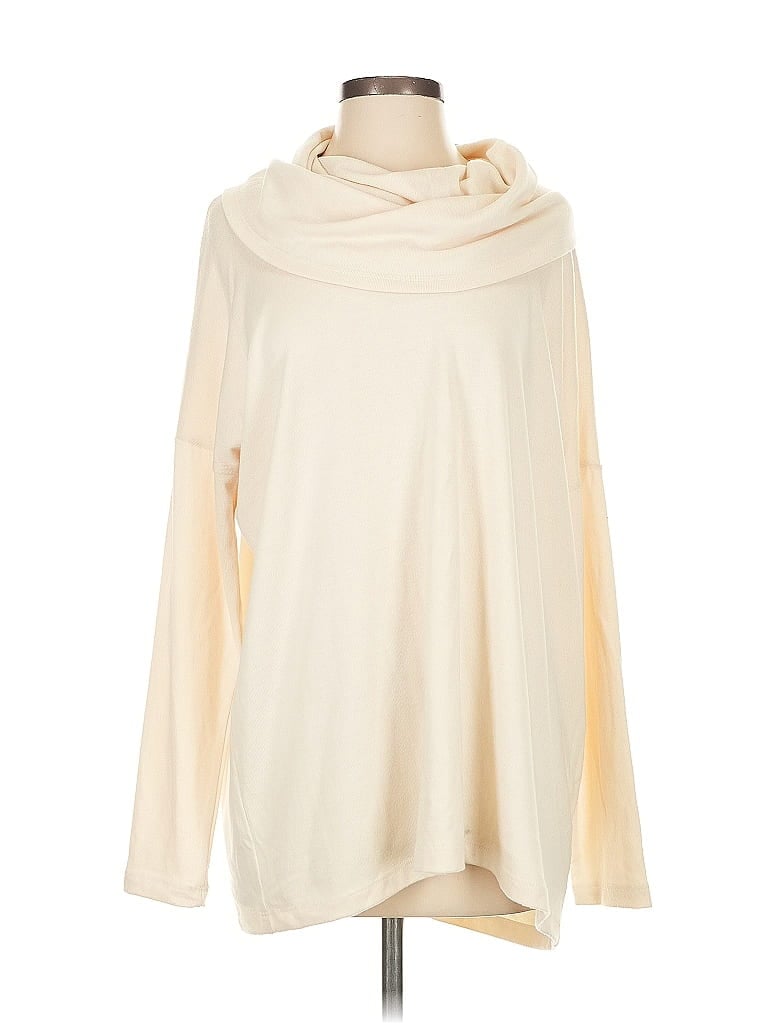 Pre-owned Karen Kane Long Sleeve Top Ivory Cowl Neck Tops In White