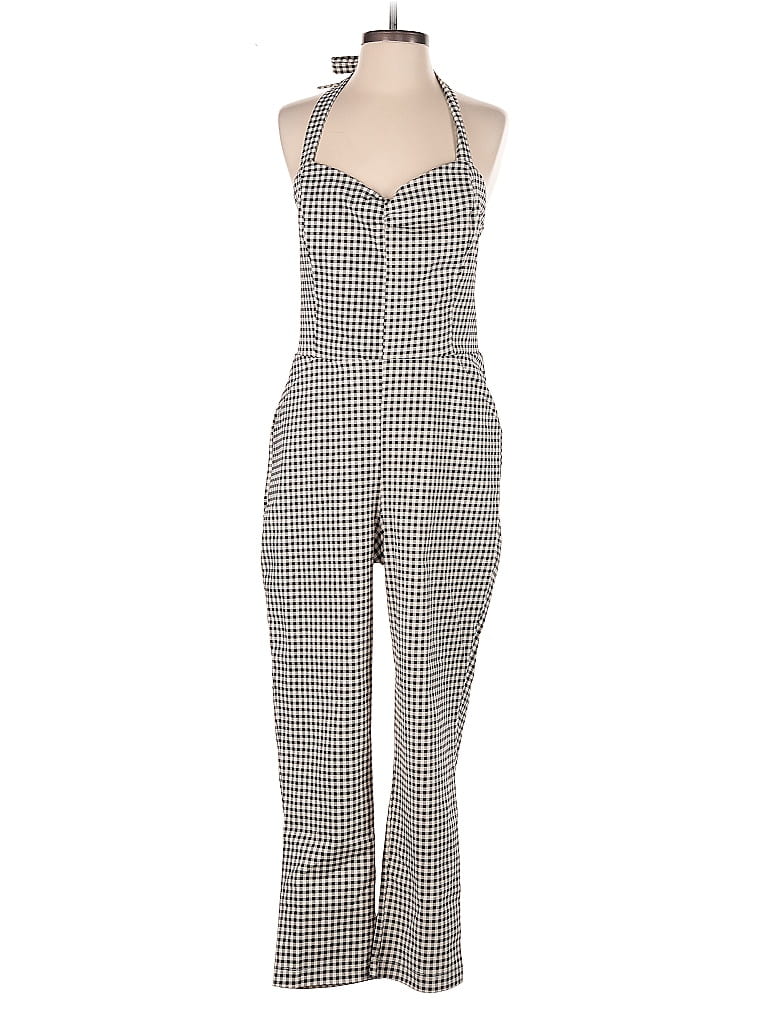 Unique Vintage Houndstooth Gray Jumpsuit Size 10 - 12 - photo 1