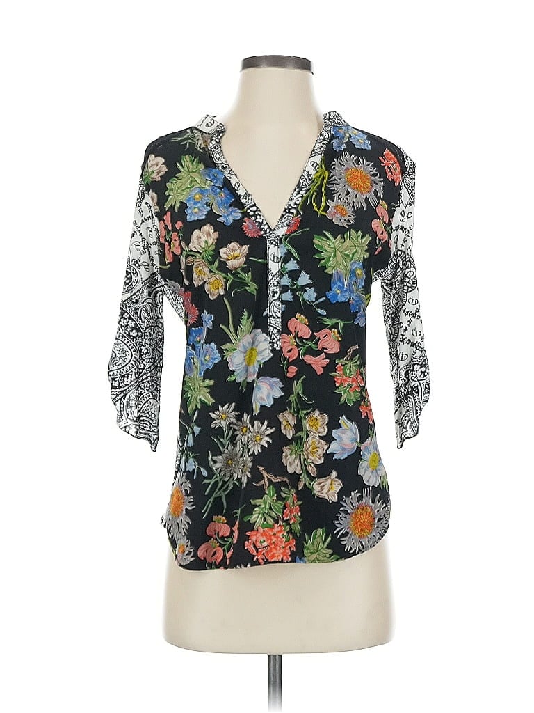 Tiny 100% Polyester Floral Black 3/4 Sleeve Blouse Size XS - photo 1