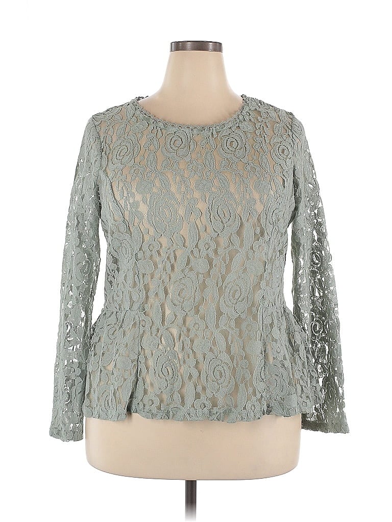 Lauren Conrad Silver Long Sleeve Blouse Size XXL - photo 1