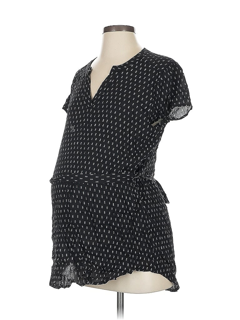 Full Moon Maternity Short Sleeve Blouse In Black