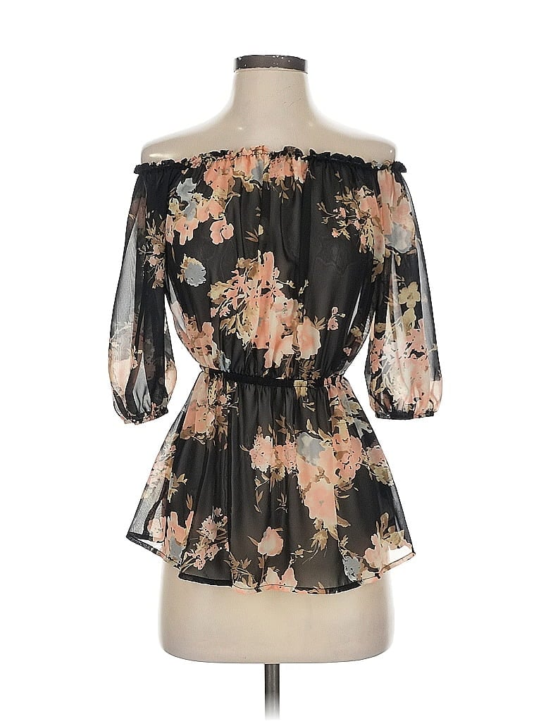 Pre-owned Lulus 3/4 Sleeve Blouse In Black