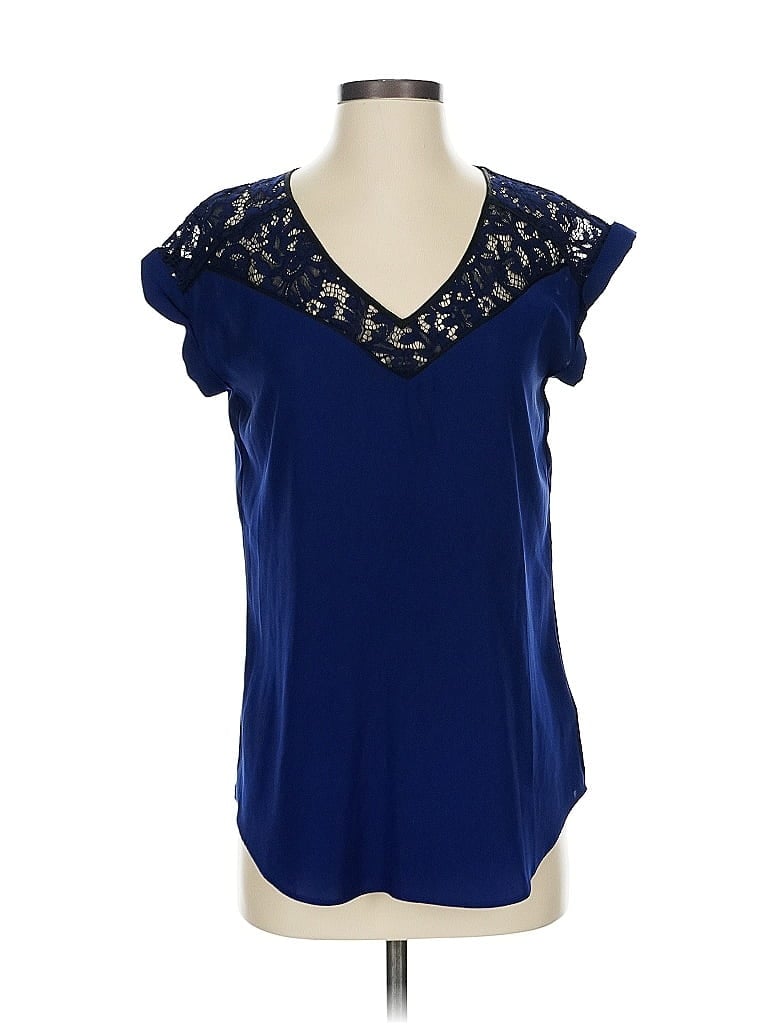 Pre-owned Express Short Sleeve Blouse In Blue