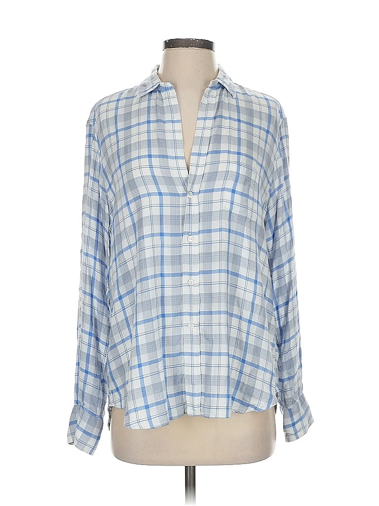 Frank & Eileen 100% Modal Plaid Blue Long Sleeve Blouse Size S - photo 1