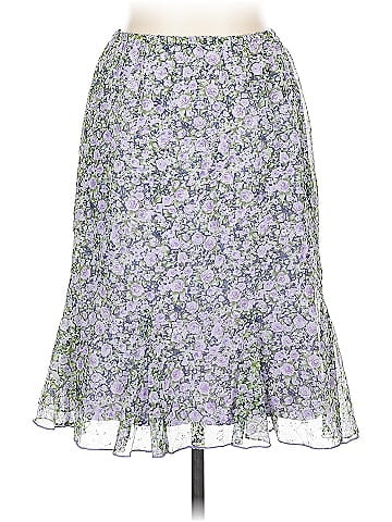 DressBarn Purple Floral Skirt with Elastic Waist (view 1)
